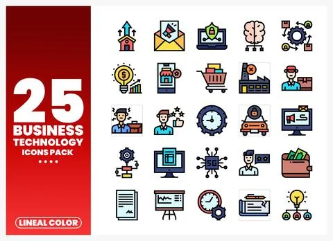 Vector icons for business and technology Stock Illustration
