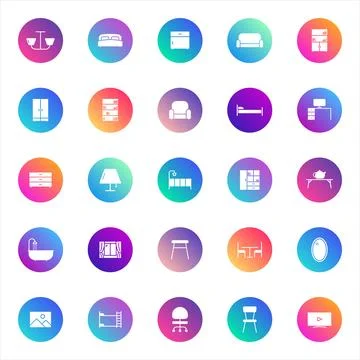 Vector icons on color gradient rounds Stock Illustration