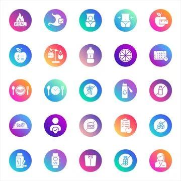 Vector icons on color gradient rounds Illustrazione stock