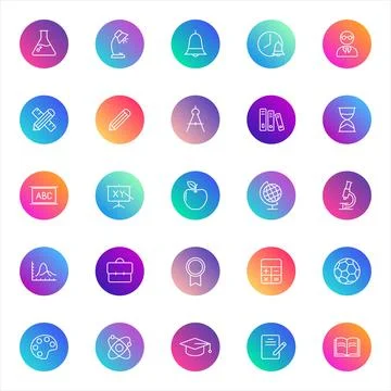Vector icons on color gradient rounds Ilustración de archivo