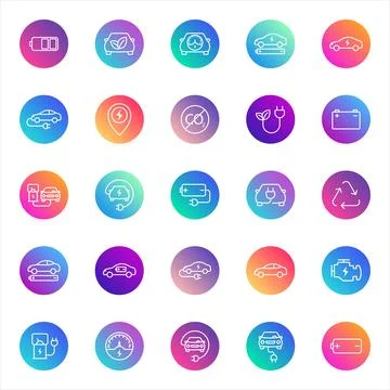 Vector icons on color gradient rounds Stock Illustration