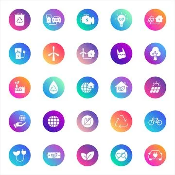 Vector icons on color gradient rounds Stock Illustration