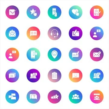 Vector icons on color gradient rounds Ilustración de archivo