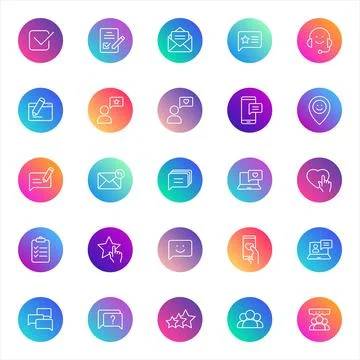 Vector icons on color gradient rounds Ilustración de archivo