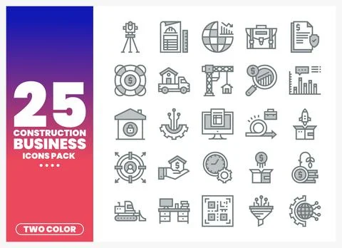 Vector icons Construction and business elements. Set of icons. Stock Illustration