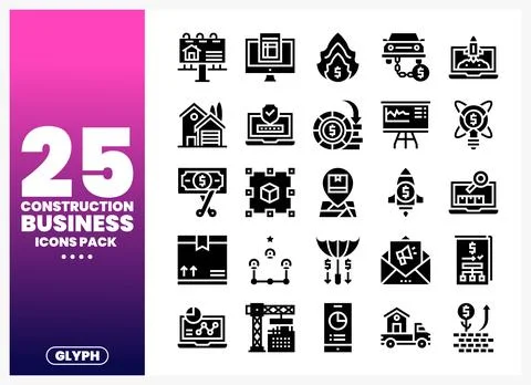 Vector icons for construction business and finance. Stock Illustration