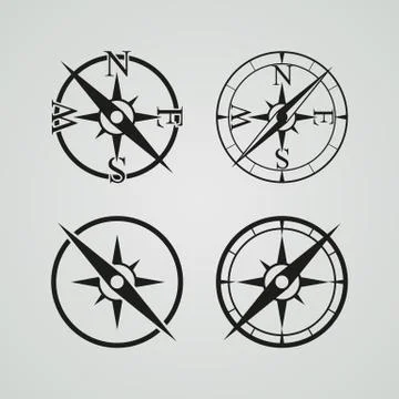 Vector icons depicting four different compasses Stock Illustration