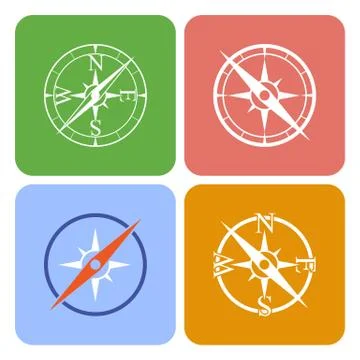 Vector icons depicting four different compasses Stock Illustration