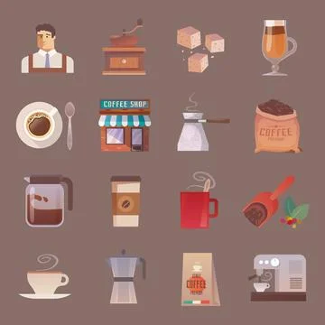 Vector icons. Drinks. Coffee. Stock Illustration