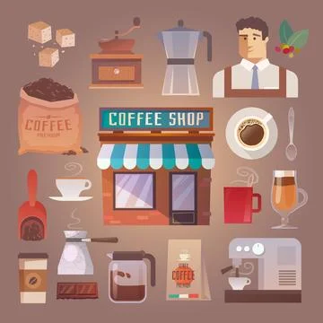 Vector icons. Drinks. Coffee. Stock Illustration