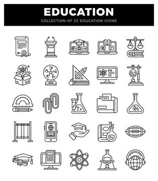 Vector icons of education and science concepts on white background 스톡 일러스트