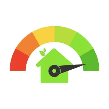 Vector icons of energy efficiency at home. Certificate of energy efficiency Stock Illustration
