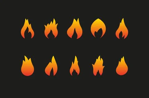 Vector icons of a fire on black background Illustrazione stock