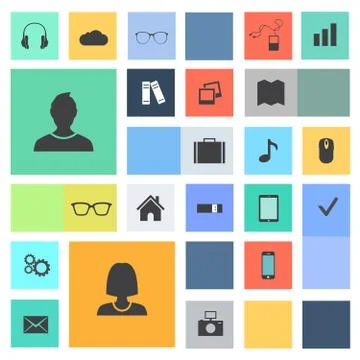 Vector icons flat design Stock Illustration