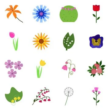 Vector icons flowering collection. Stock Illustration
