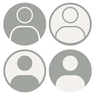 Vector icons. Four user profiles. Avatar symbol. Gray silhouette isolated on Stock Illustration