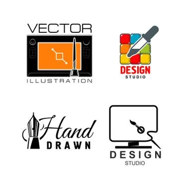 Vector icons for graphic design or designer studio 스톡 일러스트