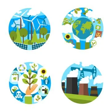 Vector icons for green nature environment ecology Ilustración de archivo