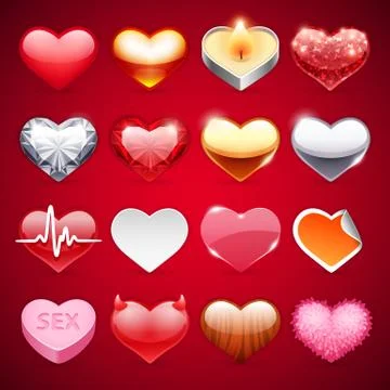 Vector Icons Hearts Set Stock Illustration