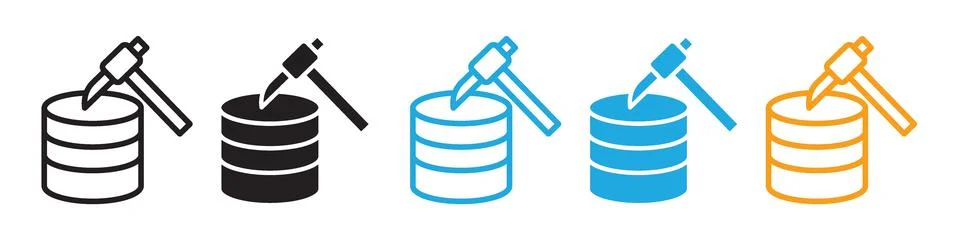 Vector Icons Illustrating Data Mining and Advanced Database Management Tech.. Stock Illustration