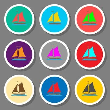 Vector icons illustration logo from set symbols for sea vessel yacht Illustrazione stock