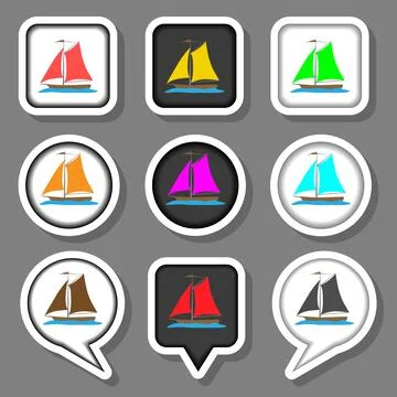 Vector icons illustration logo from set symbols for sea vessel yacht Stock Illustration