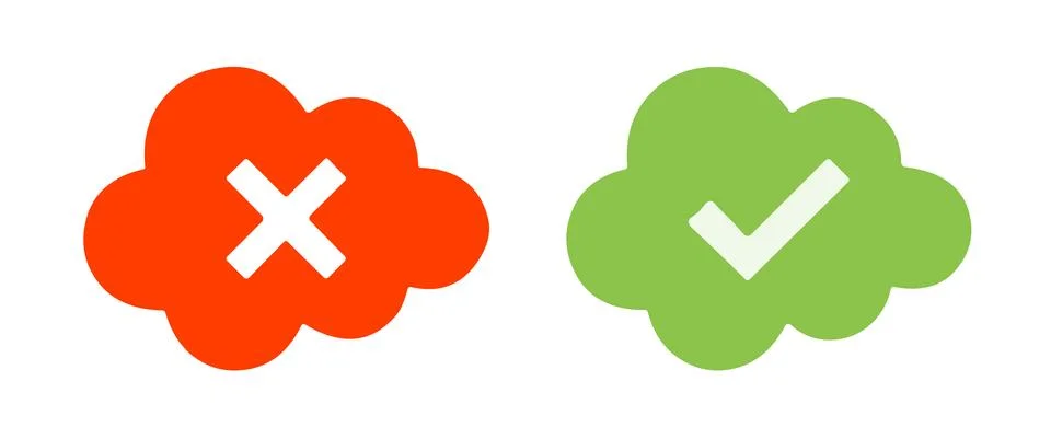 Vector icons for internet web connect and disconnect. red and green clouds Stockillustratie