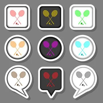 Vector icons logo from set symbols for racket badminton Stock Illustration