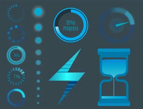 Vector icons for mobile applications design web internet loading interface Stock Illustration
