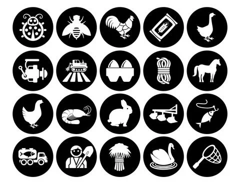 Vector icons pack farm collection Isolated vector outline illustrations Stock Illustration