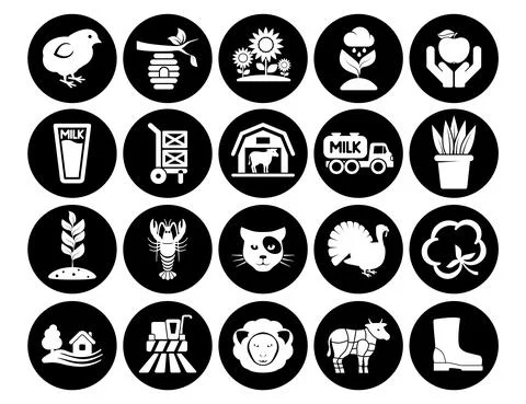 Vector icons pack farm collection Isolated vector outline illustrations Stock Illustration