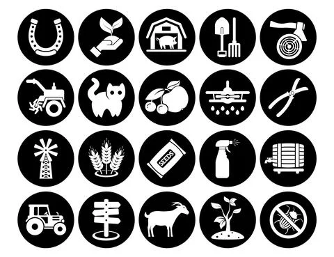 Vector icons pack farm collection Isolated vector outline illustrations Stock Illustration