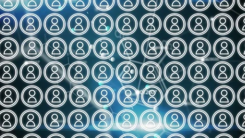 Vector icons of people and binary coding Stock Footage 110567743