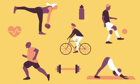 Vector icons of people working out Stock Illustration