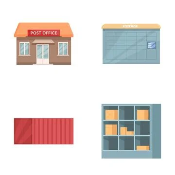 Vector icons of postal services elements Stock Illustration