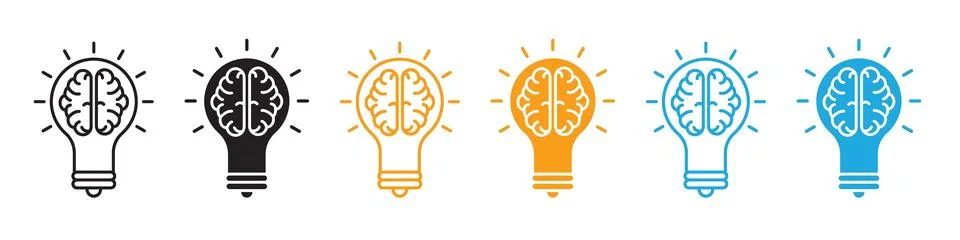 Vector Icons Representing the Power of Creative Thinking and Brainstorming .. Stock Illustration