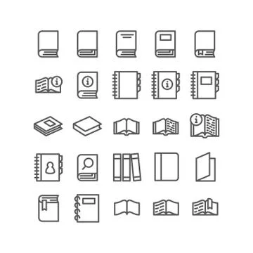 Vector icons set books for reading on white background Stock Illustration