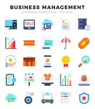 Vector icons set of Business Management. Flat style Icons. Stockillustratie