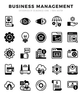 Vector icons set of Business Management. Lineal Filled style Icons. Stockillustratie