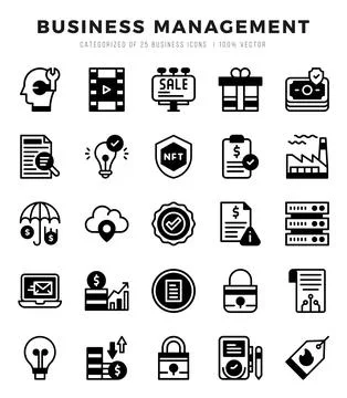 Vector icons set of Business Management. Lineal Filled style Icons. Stock Illustration
