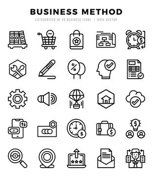 Vector icons set of Business Method. Lineal style Icons. Stock Illustration