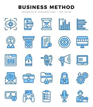 Vector icons set of Business Method. Two Color style Icons. Stock Illustration
