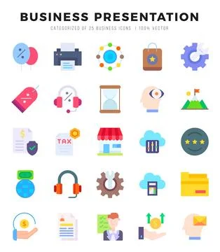 Vector icons set of Business Presentation. Flat style Icons. Stock Illustration