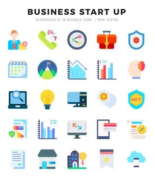 Vector icons set of Business Start Up. Flat style Icons. Stock-Illustration