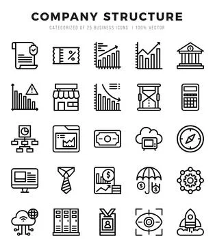 Vector icons set of Company Structure. Lineal style Icons. Stock Illustration