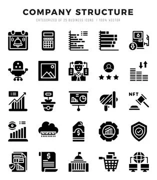 Vector icons set of Company Structure. Glyph style Icons. イラスト素材