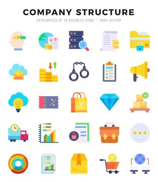 Vector icons set of Company Structure. Flat style Icons. Stock Illustration