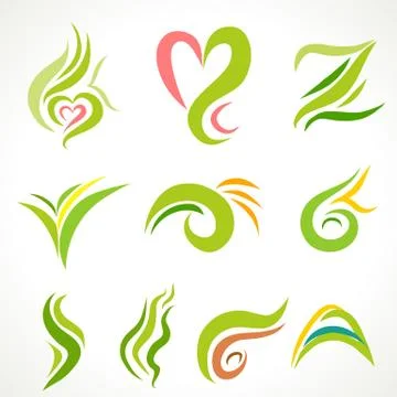 Vector  icons, set of decorative wavy shapes Stock Illustration