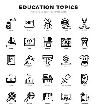 Vector icons set of Education Topics. Lineal style Icons. イラスト素材