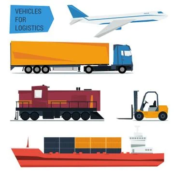 Vector icons set freight transportation logistics Stock Illustration